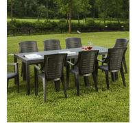 Table d'extérieur Dmica - Dmora - En PVC - Anthracite 220x90h72 cm