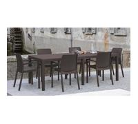 Table d'extérieur - DMORA - Roma - Effet rotin - Extensible - Marron