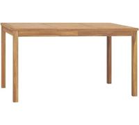 Table d'extérieur en bois massif d'acacia, dimensions 140x80x77 cm, idéale pour une terrasse et pouvant accueillir jusqu'à 6 personnes. Sa surface et ses pieds robustes sont résistants aux intempéries