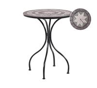 Beliani Table d'Extérieur en Métal Noir Style Vintage Décoration Mosaïque Cariati