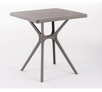 Table d'extérieur en polypropylène avec fibre de verre, carrée, 70 x 70 cm, robuste et résistante, idéale pour le jardin, la terrasse, le bar LUCAS - Beige