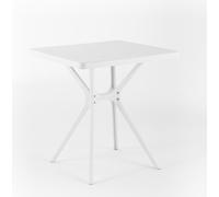 Table d'extérieur en polypropylène avec fibre de verre, carrée, 70 x 70 cm, robuste et résistante, idéale pour le jardin, la terrasse, le bar LUCAS - Blanc