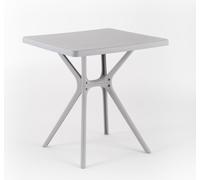 Table d'extérieur en polypropylène avec fibre de verre, carrée, 70 x 70 cm, robuste et résistante, idéale pour le jardin, la terrasse, le bar LUCAS - Gris