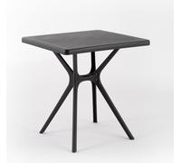 Table d'extérieur en polypropylène avec fibre de verre, carrée, 80 x 80 cm, robuste et résistante, idéale pour le jardin, la terrasse, le bar LUCAS - Noir