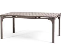 Table d'extérieur extensible 180/240x90cm, structure acier, plateau effet bois, 10 personnes, pour jardin ou terrasse - THOMAS XL - Beige