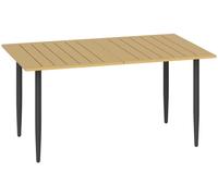 Table d'extérieur Moonbite, dimensions 150 x 90 cm, avec trou pour parasol, table de balcon en acier résistante aux intempéries, pour 6 personnes, design à lattes, capacité de charge de 70 kg, métal, 