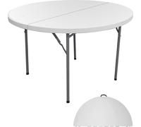 Table d'extérieur pliable blanche en PVC – Diamètre 122 cm