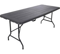 Table d'extérieur Rebecca Mobili Betel 74 x 180 x 75, plastique et acier, gris foncé et noir, style moderne, livrée montée