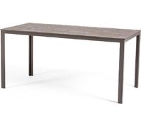 Table d'extérieur rectangulaire 156x78 cm, structure acier et lames effet bois, 6 places, style moderne pour jardin ou terrasse - THOMAS - Beige