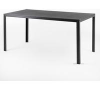 Table d'extérieur rectangulaire 156x78 cm, structure acier et lames effet bois, 6 places, style moderne pour jardin ou terrasse - THOMAS - Noir