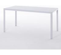 Table d'extérieur rectangulaire 156x78 cm, structure en acier et lamelles effet bois, 6 places, style moderne pour jardin ou terrasse - THOMAS - Blanc