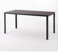Table d'extérieur rectangulaire 156x78 cm, structure en acier et lamelles effet bois, 6 places, style moderne pour jardin ou terrasse - THOMAS - Moka
