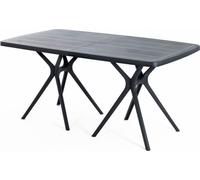 Table d'extérieur rectangulaire 158x84 cm en polypropylène avec fibres de verre, robuste et résistante, ouverture centrale pour parasol, design moderne - OLIVER - Noir