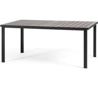 Table d'extérieur rectangulaire 180x90 cm, structure acier et lames effet bois, 8 places, style moderne pour jardin ou terrasse - THOMAS - Noir