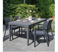 Table d'extérieur Salmon Dmora, en plastique noir anthracite 90x160x74h cm