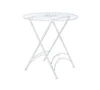 Table d'extérieur Tegal en Fer avec pieds croisés , Blanc antique
