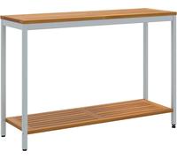 Table d'extérieur vidaXL avec étagère, couleur naturel et gris, 110 x 35 x 75 cm