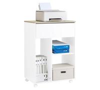 Table d'imprimante, rangement mobile, design multifonctionnel, BLANC