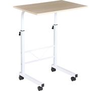 Table d'ordinateur - Bureau réglable en hauteur - Rectangulaire - Autonome - Pour l'école et le bureau - Blanc et bois