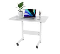 Table d'ordinateur mobile DHHOZAMZ - Blanc - Hauteur réglable 62-85cm - Plateau en bois - Livraison rapide