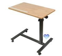 Table d'ordinateur, table de table, hauteur bois, bureau portable, hauteur réglable, tablette, lit médicalisé, bureau, pliable, avec roulettes, pour canapé, 60 x 34,5 x 58-90 cm, bois