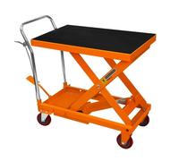 Table élévatrice hydraulique, capacité de 500 kg, plage de levée de 29 à 78 cm, plateau de 81 x 50,5 cm, équipée de 4 roulettes pivotantes