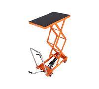 Chariot élévateur hydraulique SucceBuy avec une capacité de charge de 330 livres, une hauteur de 127 cm, équipé de 4 roues et d'une surface antidérapante, idéal pour le transport et la manutention de 