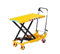 Table élévatrice hydraulique à double ciseau, capacité de 150 kg, hauteur réglable de 0,7 à 1,5 m, chariot manuel portable avec roues verrouillables pour usage domestique et construction