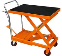 Table élévatrice hydraulique, capacité de 500 kg, plage de levée de 29 à 78 cm, plateau de 81 x 50,5 cm, équipée de 4 roulettes pivotantes