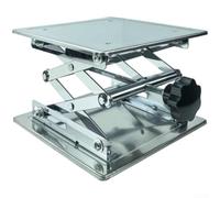 Table élévatrice manuelle 100 mm Réglage précis (200 x 200 x 280 mm) | Structure de ciseaux renforcée, surface de travail de 15 x 15 cm, sans vacillement, pour un ajustement précis en laboratoire