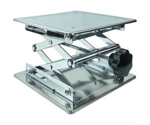 Table élévatrice manuelle 100 mm Réglage précis (200 x 200 x 280 mm) | Structure de ciseaux renforcée, surface de travail de 15 x 15 cm, sans vacillement, pour un ajustement précis en laboratoire