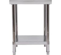 Table en acier inoxydable pour restauration, table de cuisine, plan de travail en acier inoxydable avec rebord, grand espace de rangement, design économe en espace, grande stabilité, en acier inoxydab