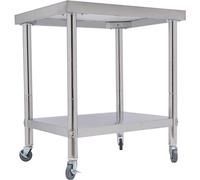 Table en acier inoxydable, table de cuisine professionnelle, table de travail en acier inoxydable, table avec bordure, pour cuisine, usage commercial, bar, préparation d'aliments, table de travail, po
