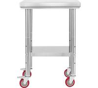 Table en acier, station de préparation alimentaire de 24 x 18 pouces montée sur roulettes, table de cuisine avec plateau réglable, idéale pour les cuisines professionnelles, les restaurants, les hôtel