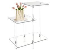 Table en Acrylique - Décoration Maison Moderne 3 Niveaux,Table d'appoint transparente en acrylique | Pour tasse, ordinateur portable, livre, téléphone, tablette, salle à manger, chambre,