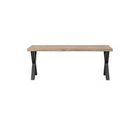 Table en bois de manguier beige, 6 places, rectangulaire, plateau ép. 5,5 cm, pieds tube acier noir mat - Woood, Tablo - 180x90x75 cm