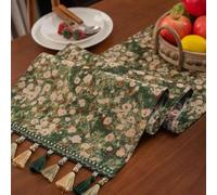 Table en coton et polyester pour chemin de table Motif floral Texture | 70 % polyester, 30 % coton mélangé, tissage jacquard, texture florale 3D, lavable en machine sur cycle délicat