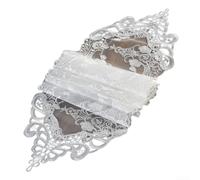 Table en dentelle blanche brodée motif floral mélange de polyester et coton élégant pour salle à manger de mariage 26 x 70 cm (26 x 120 cm)