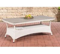 Table en polyrotin CLP modèle Pandora, avec plateau en WPC (bois-plastique composite) – Couleur : blanc nacré, Dimensions : 160 x 80 cm