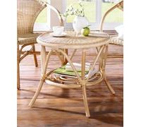Table en rotin laqué naturel, ronde Ø 62 cm, table d'appoint, table basse, table de salon