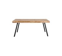 Table en teck recy eige, rectangulaire, 6 places, pieds acier noir - White Label, Suri - 180x90x76 cm
