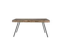 Table en teck recyclé marron, 6 places, rectangulaire, pieds en acier - White Label, Suri - 160x78x76 cm