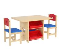 AIYAPLAY Ensemble table et 2 chaises enfant 3 pièces en bois – 4 bacs de rangement