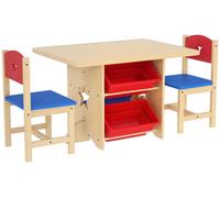 Table enfant avec 2 chaises ensemble table et chaises enfants 3 piššces en bois avec 4 bacs de rangement bois naturel