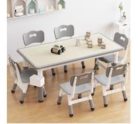 Table Enfant avec 4 Chaises,Réglable en Hauteur, Table a Dessin Enfant avec Plateau à Graffitis,24+ Mois,120 X 60 X 48CM - gris