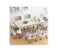 Table Enfant avec 4 Chaises,Réglable en Hauteur, Table a Dessin Enfant avec Plateau à Graffitis,24+ Mois,120 X 60 X 48CM - gris