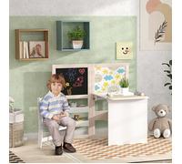 Table enfant avec chaise 3 en 1 avec chevalet pliable étagères de rangement, rouleau de papier - 3 à 8 ans, blanc