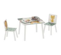 AIYAPLAY Table enfant avec chaise, ensemble table et 2 chaises enfant en bois pour dessiner, jouer, étudier, motifs animaux, pour chambre, crèche, salle de jeux, fille & garçon 3-8 ans, vert