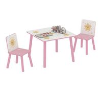 AIYAPLAY Table enfant avec chaise, ensemble table et 2 chaises enfant en bois pour dessiner, jouer, étudier, motifs d'étoile, pour chambre, crèche, salle de jeux, fille & garçon 3-8 ans, rose