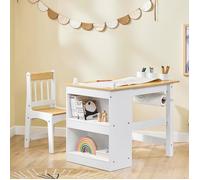 SoBuy ensemble table et chaise enfant avec étagères intégrées Blanc Meuble de rangement avec tablette réglable KMB60-WN